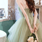 GREEN TULLE LONG A LINE PROM DRESS EVENING DRESS    cg21508