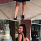 Cute A Line V Neck Open Back Black Short Homecoming Dresses cg2155
