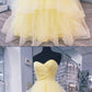 Sweethart Neck Floor Length Yellow Puffy Prom Dresses, Yellow Floor Length Puffy Formal Graduation Evening Dresses cg2182