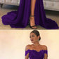 Sexy Leg Slit Long Satin Sweetheart Prom Dresses Lace Off The Shoulder Evening Gowns cg2208