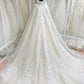 Ivory Lace Tulle V-Neck Backless Floor-Length Spaghetti Straps A-Line Wedding Dresses prom dress    cg22090