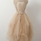 Champagne Tulle Homecoming Dress    cg22229
