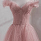 Shiny party dress,fairy midi dress, pink prom dress,custom made    cg22241