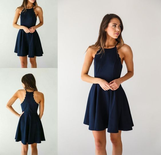 Cheap Comfortable Simple Homecoming Dresses, Homecoming Dresses Short, Navy Blue Homecoming Dresses cg223