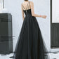 BLACK TULLE LONG A LINE PROM DRESS EVENING DRESS    cg22314