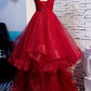 Fashion Spaghetti Straps Ball Gown Dark Red Prom Dress cg2238