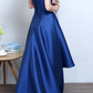 Blue High Low Homecoming Dress, Simple Satin Lace-Up Formal Dress cg2247