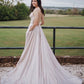 LIGHT PINK A-LINE SATIN LONG PROM DRESS PINK EVENING DRESS    cg22523