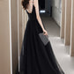 BLACK TULLE LONG A LINE PROM DRESS EVENING DRESS    cg22554