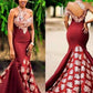 New Arrival Ivory Lace Burgundy One Shoulder Mermaid Long Evening Prom Dresses Party Gowns cg2257