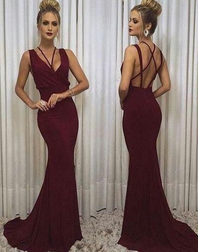 Simple Halter Prom Dresses Backless Burgundy Prom Dress    cg22579