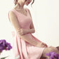 Cute V Neck Open Back Pink Satin Short Homecoming Dress, V Neck Pink Formal Graduation Evening Dress   cg22584
