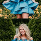 Ice Blue Off Shoudler Lace Satin Charming Homecoming Dresses  cg2261