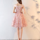 Pink Lace Off Shoulder Short Party Dress Homecoming Dress   cg22641