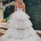 WHITE V NECK TULLE HIGH LOW PROM DRESS WHITE TULLE FORMAL DRESS      cg22669