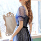 BLUE TULLE LONG A LINE PROM DRESS BLUE EVENING DRESS    cg22704