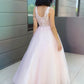 A-Line/Princess V-neck Sleeveless Applique Tulle Floor-Length Dresses prom Dresses    cg22808