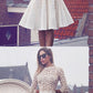 A-Line Bateau 3/4 Sleeves Ivory Satin Knee-Length Homecoming Dress with Appliques cg229