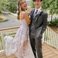 Light purple tulle lace long prom dress purple evening dress        cg22971