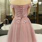 Dark Pink Tulle Off Shoulder Short Formal Dress, homecoming Dresses For Pink Weddings, Pink Party Dress cg2300