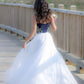 WHITE SWEETHEART TULLE LACE LONG PROM DRESS, WHITE LACE EVENING DRESS      cg23070