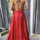 Simple satin long A line prom dress evening dress        cg23130