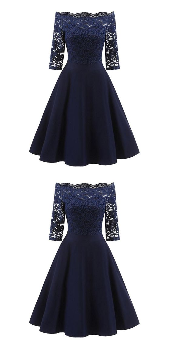 Perfect Navy Blue Homecoming Dress,Off The Shoulder Homecoming Dresses       cg23148