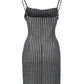 Black White Plaid Spaghetti Straps Bodycon Mini  homecoming Dress cg2332