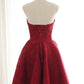 Short Burgundy Lace Homecoming Dress, Maroon Lace Formal Evening Dress        cg23336
