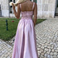 Pink lace long A line prom dress pink evening dress        cg23367