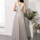 Gorgeous Gray Prom Dresses Deep V Neck Evening Dresses With Beading cg2347