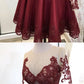 Elegant Burgundy Tulle Homecoming Dresses Lace Long Sleeves cg2354
