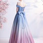 STYLISH BLUE GRADIENT LONG A LINE PROM DRESS BLUE EVENING DRESS        cg23562