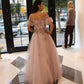 Glamorous A Line Off the Shoulder Pink Long Prom/Evening Dress          cg23612