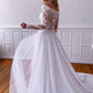 White lace tulle long prom dress, white lace tulle evening dress      cg23701