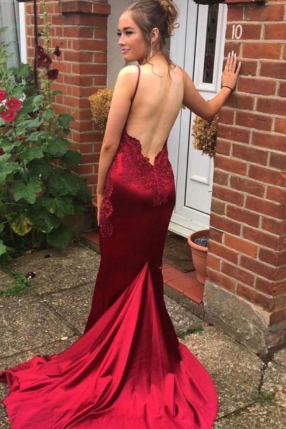 mermaid burgundy prom dress formal dress        cg24076