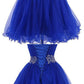 A-line Sweetheart Short Tulle Lace-up Royal Blue Homecoming Dress cg2482