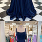 DARK BLUE LONG PROM DRESS, SIMPLE BLUE EVENING DRESS cg2490