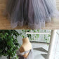 GRAY TULLE LACE LONG PROM DRESS, GRAY TULLE LACE FORMAL DRESS cg2495