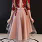 Beautiful 1/2 Sleeves High Low Red Lace Party Dress, Short homecoming Dress cg2507