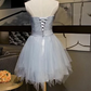 Beautiful Simple Grey Tulle Party Dress With Bow, Lovely Formal homecoming Dress cg2508