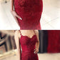 burgundy lace sweetheart mermaid appliques prom evening gown cg2512