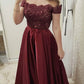 Off the Shoulder Short Sleeves Lace Fancy Prom Dresses Formal Evening Dress cg2519