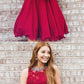 A-Line Round Neck Sleeveless Red Homecoming Dresses With Beading cg2566