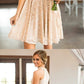 A-Line Round Neck Sleeveless Laced Homecoming Dresses With Pearls cg2568