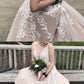 Charming Ivory Lace Embroidery V-neck Champagne Tulle Prom Dresses cg2577