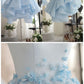Light Blue Satin Organza Short Party Dress ,cute homecoming dress cg259