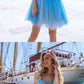 Cute blue short dress, blue tulle homecoming dress cg2601