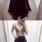 Black v neck beaded long prom dress, black evening dress cg2644