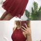 Elegant Halter Chiffon Cross Back Homecoming Dress Lace Appliques cg2681